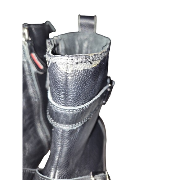 Gioseppo Black Leather Platform Moto Ankle Boots Size 37 - Picture 5 of 12